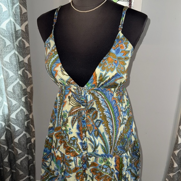 House of Harlow 100% Cotton Tie Back Maxi Dress Size Medium - Picture 3 of 12